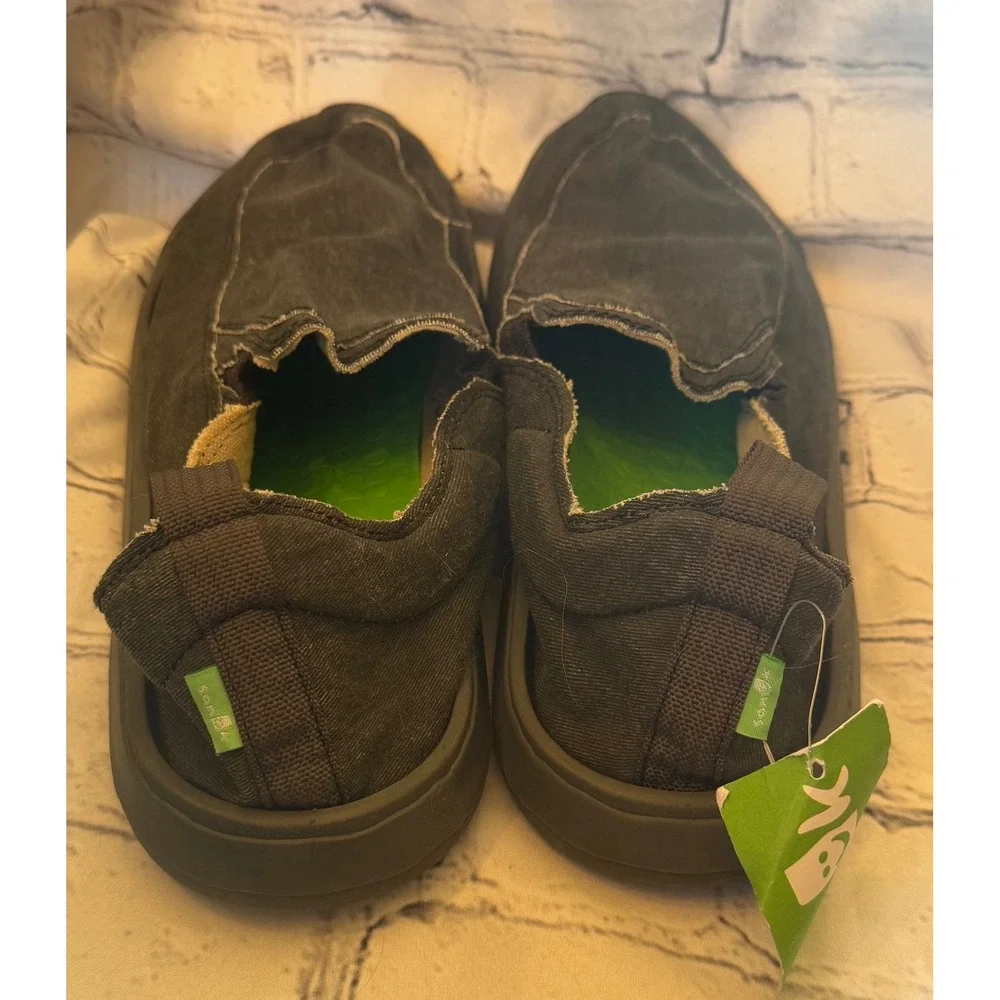 Sanuk‎ Chiba Quest Slip On Shoes Mens Size 13 Green Canvas Casual Loafers NWT